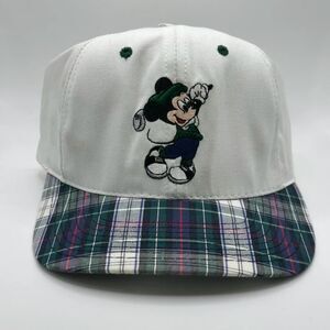 Vintage Disney Pro Mickey Mouse Tartan Plaid Golf Strapback Hat